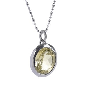 Collier argent quartz jaune