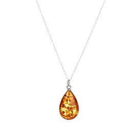Collier goutte d'ambre argent