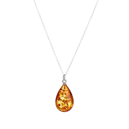 Nature & Découvertes - Collier goutte d'ambre argent
