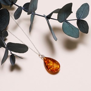 Collier goutte d'ambre argent