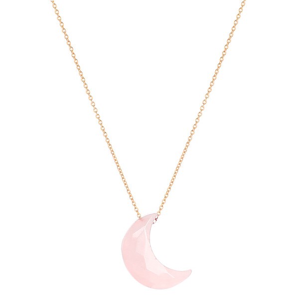 Nature & Découvertes - Collier pendentif Lune quartz rose