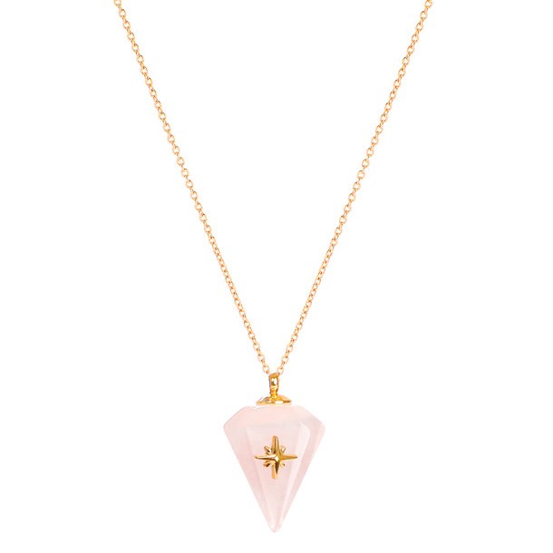 Nature & Découvertes - Collier pendule quartz rose