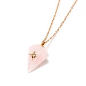 Collier pendule quartz rose