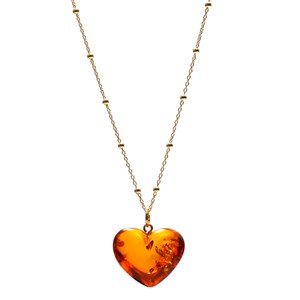 Collier argent doré cœur d'ambre