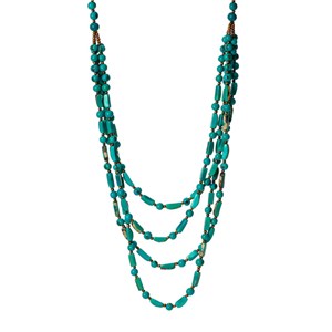 Sautoir açaï et tagua bleu