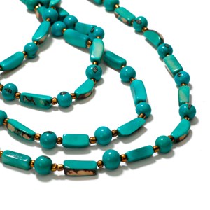 Sautoir açaï et tagua bleu