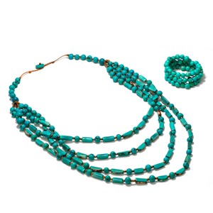 Sautoir açaï et tagua bleu