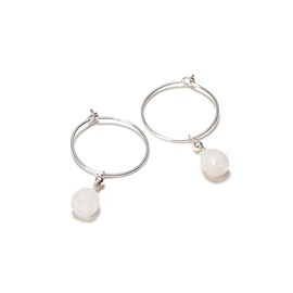 Créoles argent pierre de lune blanche