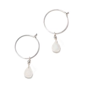 Créoles argent pierre de lune blanche