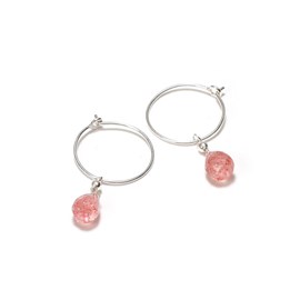 Créoles argent et quartz fraise