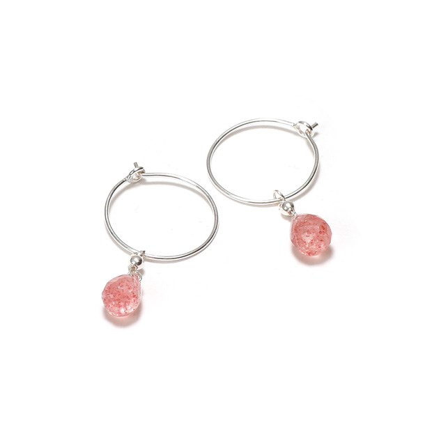 Nature & Découvertes - Créoles argent et quartz fraise