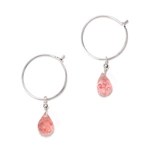 Créoles argent et quartz fraise