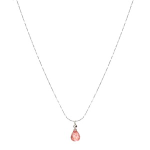Collier argent et quartz fraise