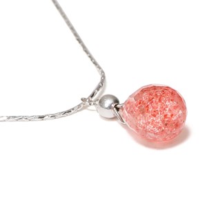 Collier argent et quartz fraise