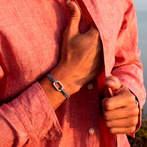 Bracelet mousqueton plaqué argent Bleu