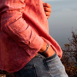 Bracelet mousqueton plaqué argent Bleu