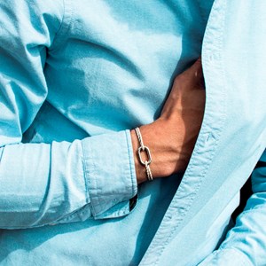 Bracelet mousqueton plaqué argent Beige