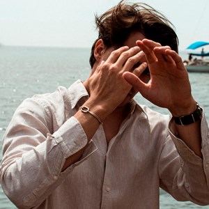 Bracelet mousqueton plaqué argent Beige