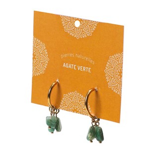 Petites créoles dorées Agate verte