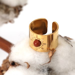 Bague large jaspe rouge