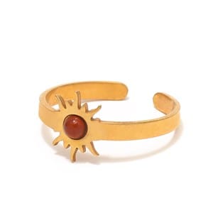 Bague soleil réglable jaspe rouge