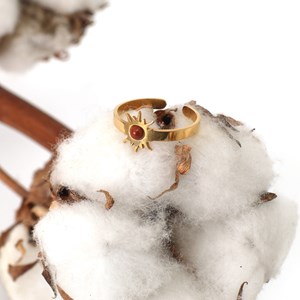 Bague soleil réglable jaspe rouge