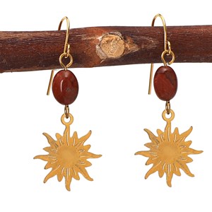 Boucles d'oreilles dormeuses jaspe rouge