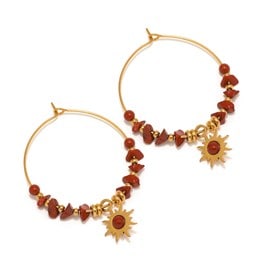 Boucles d'oreilles créoles jaspe rouge