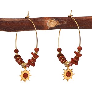 Boucles d'oreilles créoles jaspe rouge