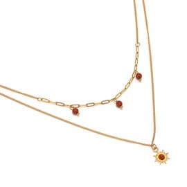 Collier double rang jaspe rouge