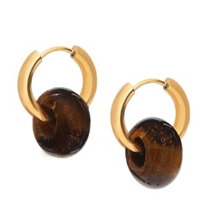 Boucles d'oreilles rondes œil de tigre
