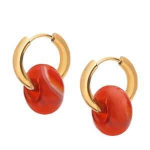 Boucles d'oreilles rondes agate orange