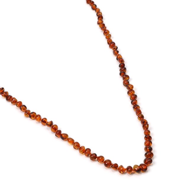 Collier perles d'ambre cognac