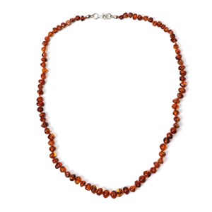 Collier perles d'ambre cognac
