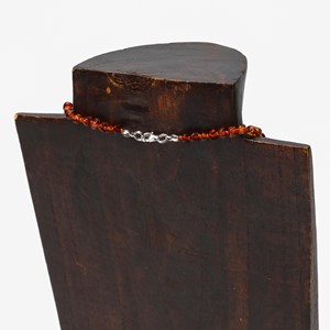 Collier perles d'ambre cognac