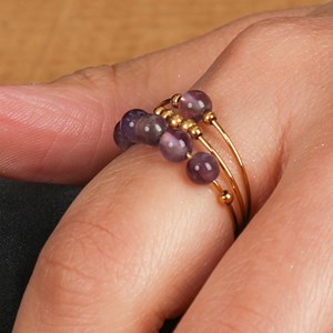 Bague anti-stress pierre naturelle Améthyste