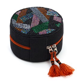 Boîte à bijoux ronde brodée