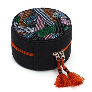 Boîte à bijoux ronde brodée