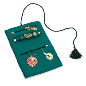 Trousse à bijoux brodée à rouler Forêt