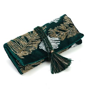 Trousse à bijoux brodée à rouler Forêt