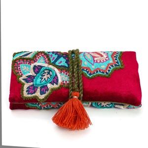 Trousse à bijoux brodée à rouler Fleurs