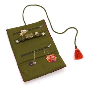 Trousse à bijoux brodée à rouler Fleurs