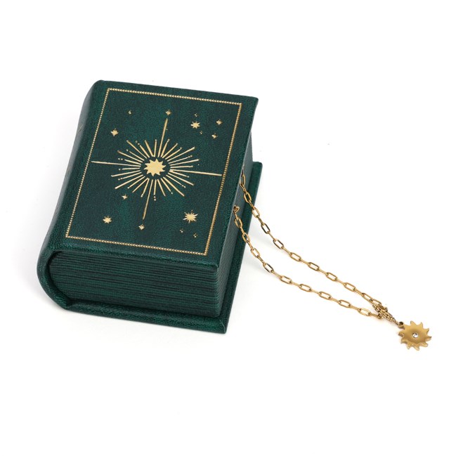 Livre-écrin cadeau avec collier symbolique en acier et strass