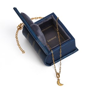 Livre-écrin cadeau avec collier symbolique en acier et strass Sérénité