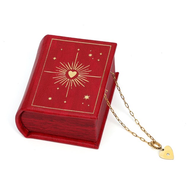 Livre-écrin cadeau avec collier symbolique en acier et strass