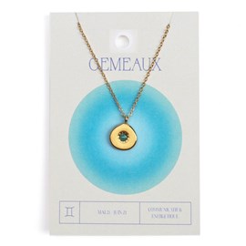 Collier du zodiaque acier doré et strass en verre collection Aura