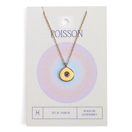 Collier du zodiaque acier doré et strass en verre collection Aura