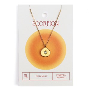 Collier du zodiaque acier doré et strass en verre collection Aura Scorpion