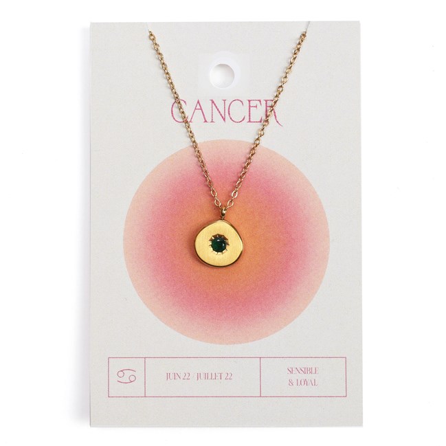 Collier du zodiaque acier doré et strass en verre collection Aura