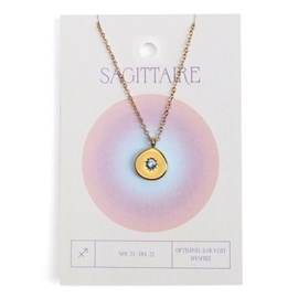 Collier du zodiaque acier doré et strass en verre collection Aura